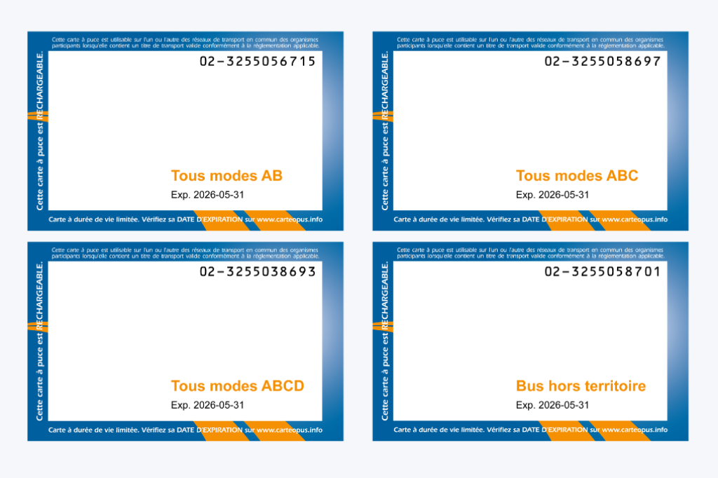 Tout savoir sur la carte OPUS dédiée pour les titres Tous modes AB, ABC, ABCD ou Bus hors territoire