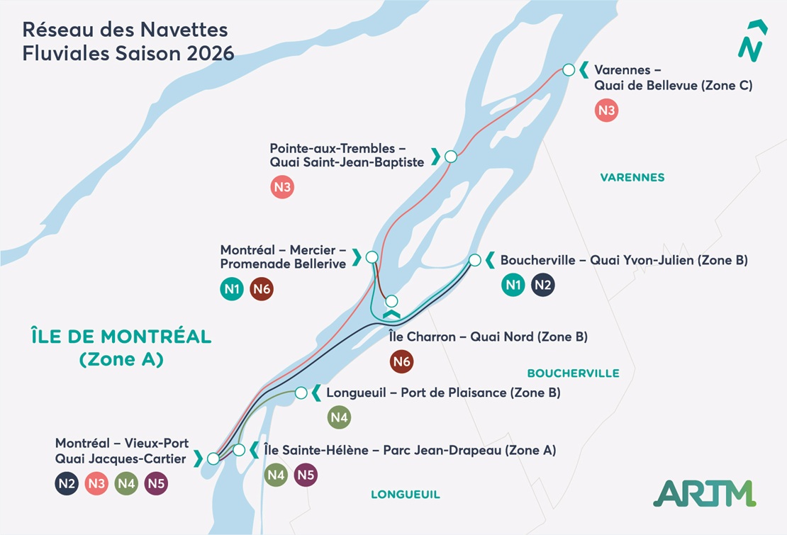 Carte des lignes des navettes fluviales 2026